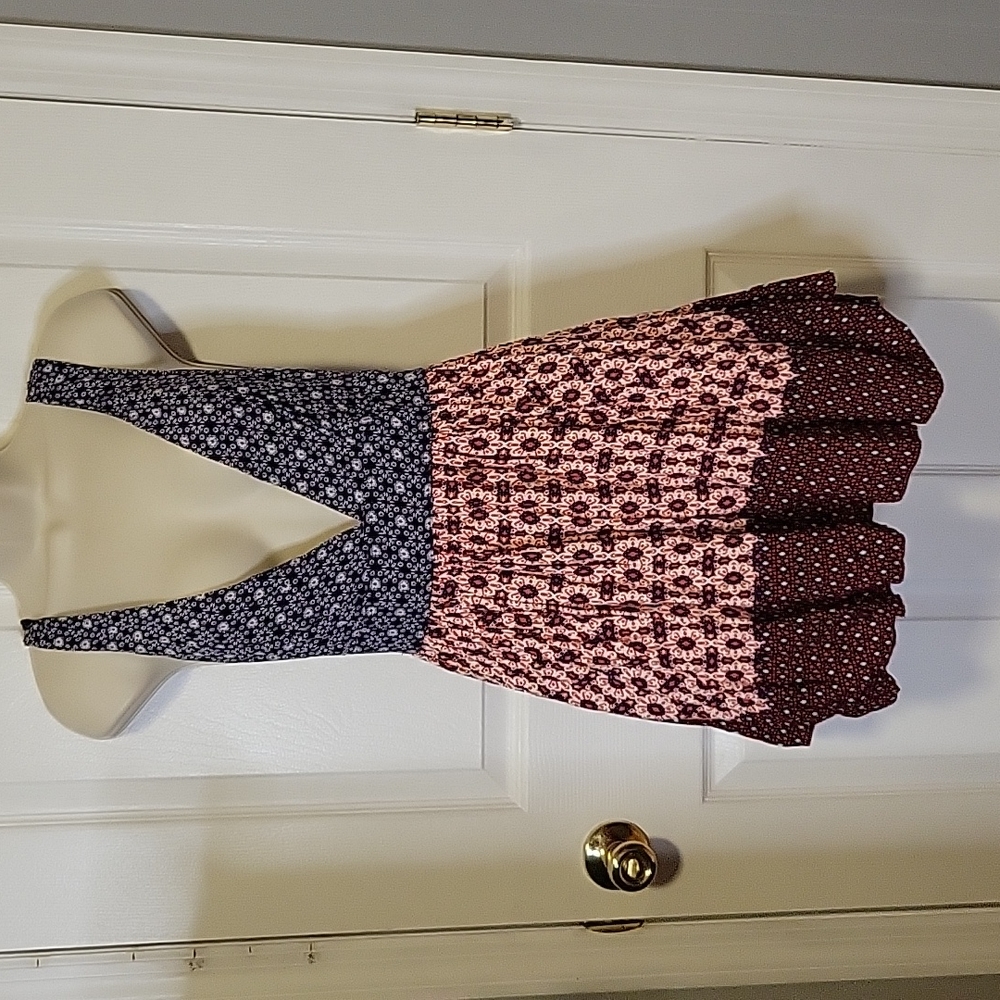 Lulus La Vie en Roses Floral Print mini Dress in Navy Blue and Red Size xs